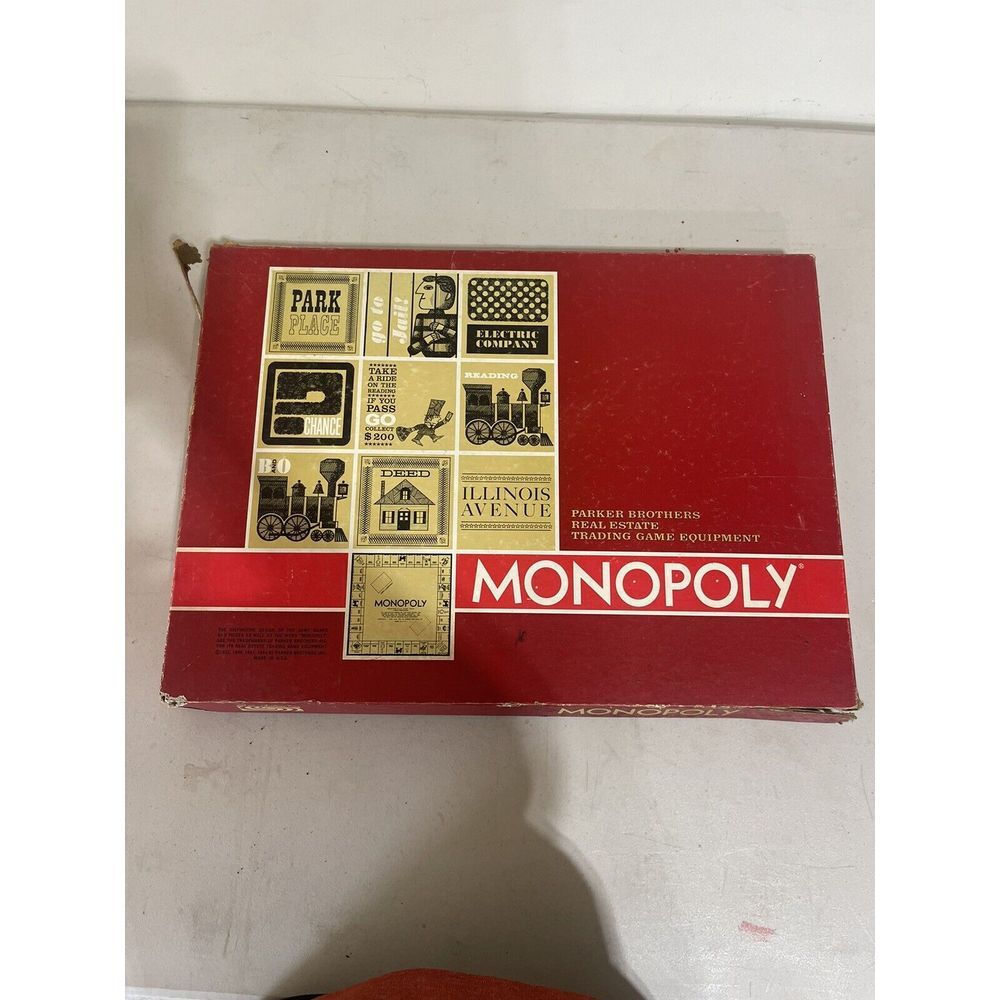 RARE VINTAGE 1964 Parker Brothers Monopoly Board Game Red Box Version